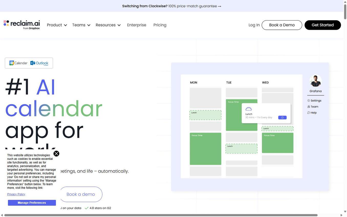 Reclaim.ai planner — view we used during the 2026 test